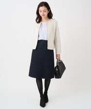 F1HFD65170 MK MICHEL KLEIN(小さいサイズ)(メゾン ドゥ サンク) 【小さいサイズ】ファンシーツイードスカート/セットアップ対応/洗える アイボリー