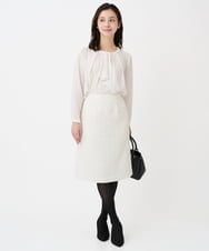 F1HFD65170 MK MICHEL KLEIN(小さいサイズ)(メゾン ドゥ サンク) 【小さいサイズ】ファンシーツイードスカート/セットアップ対応/洗える アイボリー
