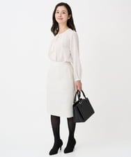 F1HFD65170 MK MICHEL KLEIN(小さいサイズ)(メゾン ドゥ サンク) 【小さいサイズ】ファンシーツイードスカート/セットアップ対応/洗える アイボリー