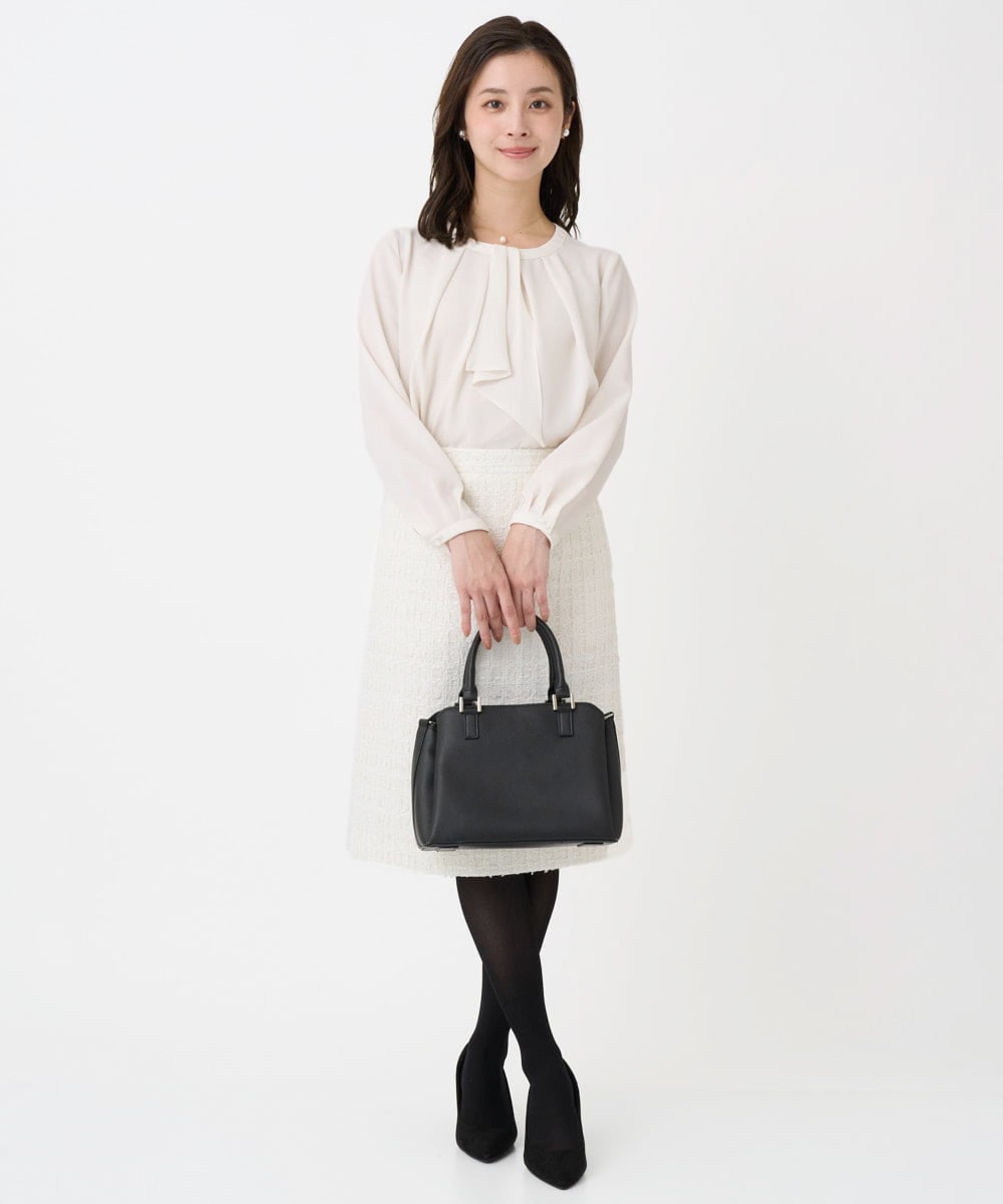 F1HFD65170 MK MICHEL KLEIN(小さいサイズ)(メゾン ドゥ サンク) 【小さいサイズ】ファンシーツイードスカート/セットアップ対応/洗える アイボリー