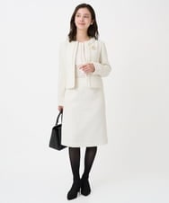 F1HFD65170 MK MICHEL KLEIN(小さいサイズ)(メゾン ドゥ サンク) 【小さいサイズ】ファンシーツイードスカート/セットアップ対応/洗える アイボリー