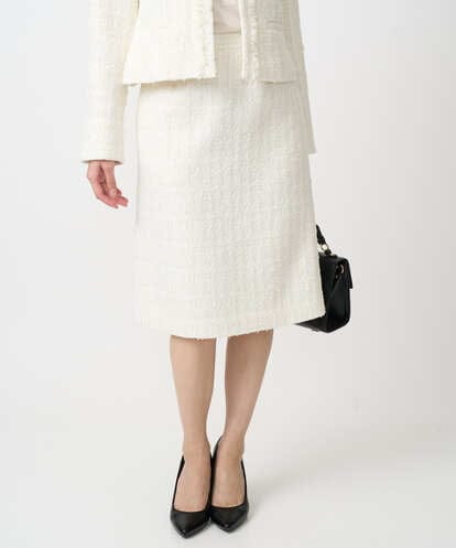 F1HFD65170 MK MICHEL KLEIN(小さいサイズ) 【小さいサイズ】ファンシーツイードスカート/セットアップ対応/洗える