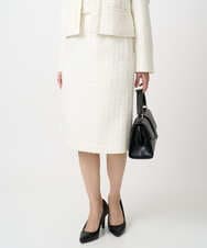 F1HFD65170 MK MICHEL KLEIN(小さいサイズ)(メゾン ドゥ サンク) 【小さいサイズ】ファンシーツイードスカート/セットアップ対応/洗える アイボリー