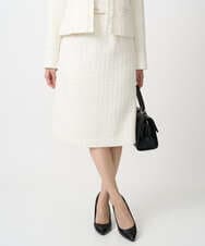 F1HFD65170 MK MICHEL KLEIN(小さいサイズ)(メゾン ドゥ サンク) 【小さいサイズ】ファンシーツイードスカート/セットアップ対応/洗える アイボリー