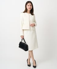 F1HFD65170 MK MICHEL KLEIN(小さいサイズ)(メゾン ドゥ サンク) 【小さいサイズ】ファンシーツイードスカート/セットアップ対応/洗える アイボリー