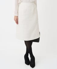 F1HFD65170 MK MICHEL KLEIN(小さいサイズ)(メゾン ドゥ サンク) 【小さいサイズ】ファンシーツイードスカート/セットアップ対応/洗える アイボリー