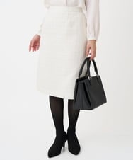 F1HFD65170 MK MICHEL KLEIN(小さいサイズ)(メゾン ドゥ サンク) 【小さいサイズ】ファンシーツイードスカート/セットアップ対応/洗える アイボリー