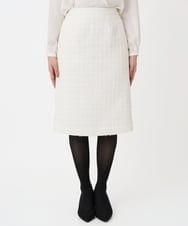 F1HFD65170 MK MICHEL KLEIN(小さいサイズ)(メゾン ドゥ サンク) 【小さいサイズ】ファンシーツイードスカート/セットアップ対応/洗える アイボリー