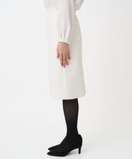 F1HFD65170 MK MICHEL KLEIN(小さいサイズ)(メゾン ドゥ サンク) 【小さいサイズ】ファンシーツイードスカート/セットアップ対応/洗える アイボリー