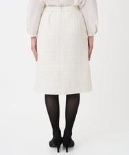 F1HFD65170 MK MICHEL KLEIN(小さいサイズ)(メゾン ドゥ サンク) 【小さいサイズ】ファンシーツイードスカート/セットアップ対応/洗える アイボリー