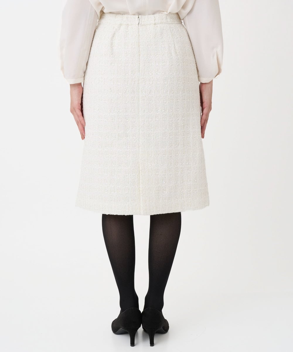 F1HFD65170 MK MICHEL KLEIN(小さいサイズ)(メゾン ドゥ サンク) 【小さいサイズ】ファンシーツイードスカート/セットアップ対応/洗える アイボリー