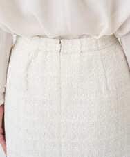 F1HFD65170 MK MICHEL KLEIN(小さいサイズ)(メゾン ドゥ サンク) 【小さいサイズ】ファンシーツイードスカート/セットアップ対応/洗える アイボリー