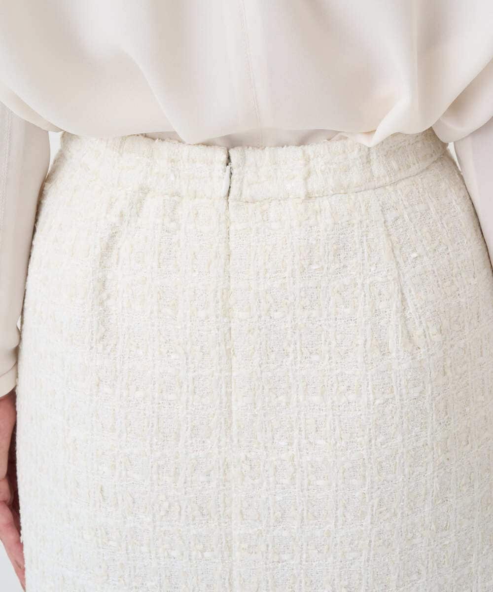 F1HFD65170 MK MICHEL KLEIN(小さいサイズ)(メゾン ドゥ サンク) 【小さいサイズ】ファンシーツイードスカート/セットアップ対応/洗える アイボリー