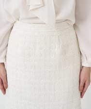 F1HFD65170 MK MICHEL KLEIN(小さいサイズ)(メゾン ドゥ サンク) 【小さいサイズ】ファンシーツイードスカート/セットアップ対応/洗える アイボリー