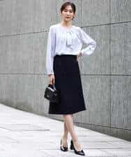 F1HFD65170 MK MICHEL KLEIN(小さいサイズ)(メゾン ドゥ サンク) 【小さいサイズ】ファンシーツイードスカート/セットアップ対応/洗える アイボリー