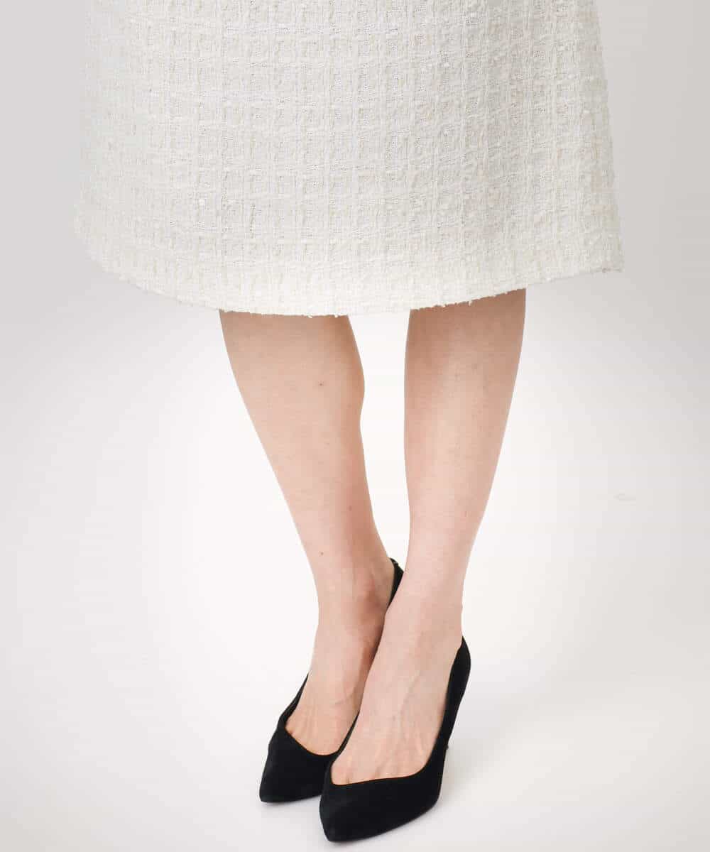 F1HFD65170 MK MICHEL KLEIN(小さいサイズ)(メゾン ドゥ サンク) 【小さいサイズ】ファンシーツイードスカート/セットアップ対応/洗える アイボリー