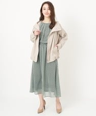F1HFS01140 MK MICHEL KLEIN(小さいサイズ)(メゾン ドゥ サンク) 【小さいサイズ】レトロ幾何学柄シフォンスカート/丈の長さが選べる/洗える ブルー