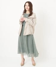 F1HFS01140 MK MICHEL KLEIN(小さいサイズ)(メゾン ドゥ サンク) 【小さいサイズ】レトロ幾何学柄シフォンスカート/丈の長さが選べる/洗える ブルー