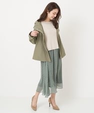 F1HFS01140 MK MICHEL KLEIN(小さいサイズ)(メゾン ドゥ サンク) 【小さいサイズ】レトロ幾何学柄シフォンスカート/丈の長さが選べる/洗える ブルー