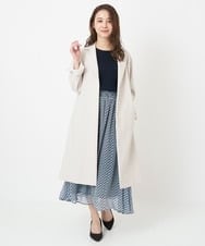 F1HFS01140 MK MICHEL KLEIN(小さいサイズ)(メゾン ドゥ サンク) 【小さいサイズ】レトロ幾何学柄シフォンスカート/丈の長さが選べる/洗える ブルー
