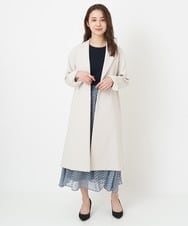 F1HFS01140 MK MICHEL KLEIN(小さいサイズ)(メゾン ドゥ サンク) 【小さいサイズ】レトロ幾何学柄シフォンスカート/丈の長さが選べる/洗える ブルー