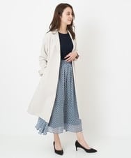 F1HFS01140 MK MICHEL KLEIN(小さいサイズ)(メゾン ドゥ サンク) 【小さいサイズ】レトロ幾何学柄シフォンスカート/丈の長さが選べる/洗える ブルー