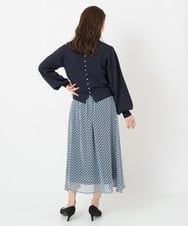 F1HFS01140 MK MICHEL KLEIN(小さいサイズ)(メゾン ドゥ サンク) 【小さいサイズ】レトロ幾何学柄シフォンスカート/丈の長さが選べる/洗える ブルー