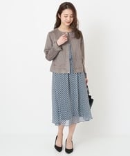 F1HFS01140 MK MICHEL KLEIN(小さいサイズ)(メゾン ドゥ サンク) 【小さいサイズ】レトロ幾何学柄シフォンスカート/丈の長さが選べる/洗える ブルー