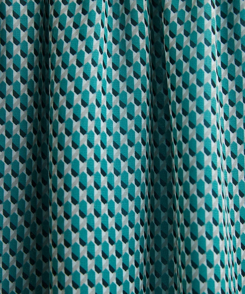 F1HFS05140 MK MICHEL KLEIN(小さいサイズ)(メゾン ドゥ サンク) 【小さいサイズ】幾何学柄シフォンスカート/丈の長さが選べる/洗える グリーン