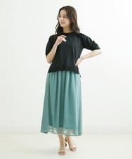 F1HFS05140 MK MICHEL KLEIN(小さいサイズ)(メゾン ドゥ サンク) 【小さいサイズ】幾何学柄シフォンスカート/丈の長さが選べる/洗える グリーン