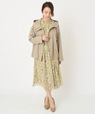 F1HFV01140 MK MICHEL KLEIN(小さいサイズ)(メゾン ドゥ サンク) 【小さいサイズ】ラインアートフラワーシフォンスカート/丈の長さが選べる/洗える ライトグリーン