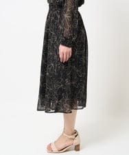 F1HGA02140 MK MICHEL KLEIN(小さいサイズ)(メゾン ドゥ サンク) 【小さいサイズ】ラインフラワーシフォンスカート/丈の長さが選べる/洗える ブラック