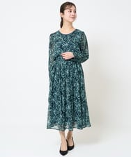 F1HGA02140 MK MICHEL KLEIN(小さいサイズ)(メゾン ドゥ サンク) 【小さいサイズ】ラインフラワーシフォンスカート/丈の長さが選べる/洗える ブラック