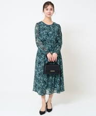 F1HGA02140 MK MICHEL KLEIN(小さいサイズ)(メゾン ドゥ サンク) 【小さいサイズ】ラインフラワーシフォンスカート/丈の長さが選べる/洗える ブラック
