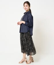 F1HGA02140 MK MICHEL KLEIN(小さいサイズ)(メゾン ドゥ サンク) 【小さいサイズ】ラインフラワーシフォンスカート/丈の長さが選べる/洗える ブラック