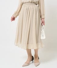 F1HGA03140 MK MICHEL KLEIN(小さいサイズ)(メゾン ドゥ サンク) 【小さいサイズ】幾何柄シフォンスカート/丈の長さが選べる/洗える ベージュ