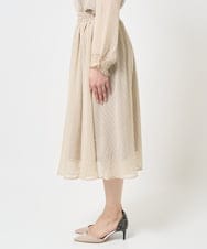 F1HGA03140 MK MICHEL KLEIN(小さいサイズ)(メゾン ドゥ サンク) 【小さいサイズ】幾何柄シフォンスカート/丈の長さが選べる/洗える ベージュ
