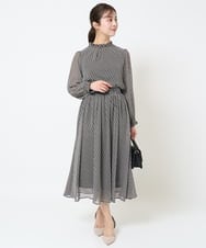 F1HGA03140 MK MICHEL KLEIN(小さいサイズ)(メゾン ドゥ サンク) 【小さいサイズ】幾何柄シフォンスカート/丈の長さが選べる/洗える ベージュ
