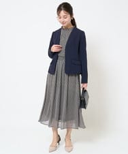 F1HGA03140 MK MICHEL KLEIN(小さいサイズ)(メゾン ドゥ サンク) 【小さいサイズ】幾何柄シフォンスカート/丈の長さが選べる/洗える ベージュ