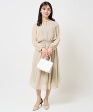 F1HGA03140 MK MICHEL KLEIN(小さいサイズ)(メゾン ドゥ サンク) 【小さいサイズ】幾何柄シフォンスカート/丈の長さが選べる/洗える ベージュ