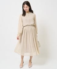 F1HGA03140 MK MICHEL KLEIN(小さいサイズ)(メゾン ドゥ サンク) 【小さいサイズ】幾何柄シフォンスカート/丈の長さが選べる/洗える ベージュ