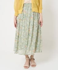 F1HGA04140 MK MICHEL KLEIN(小さいサイズ)(メゾン ドゥ サンク) 【小さいサイズ】花柄シフォンスカート/洗える ミント