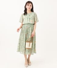 F1HGA04140 MK MICHEL KLEIN(小さいサイズ)(メゾン ドゥ サンク) 【小さいサイズ】花柄シフォンスカート/洗える チャコール
