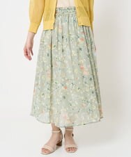 F1HGA04140 MK MICHEL KLEIN(小さいサイズ)(メゾン ドゥ サンク) 【小さいサイズ】花柄シフォンスカート/洗える チャコール