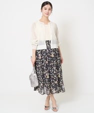 F1HGA04140 MK MICHEL KLEIN(小さいサイズ)(メゾン ドゥ サンク) 【小さいサイズ】花柄シフォンスカート/洗える チャコール