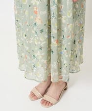 F1HGA04140 MK MICHEL KLEIN(小さいサイズ)(メゾン ドゥ サンク) 【小さいサイズ】花柄シフォンスカート/洗える チャコール