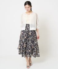 F1HGA04140 MK MICHEL KLEIN(小さいサイズ)(メゾン ドゥ サンク) 【小さいサイズ】花柄シフォンスカート/洗える チャコール