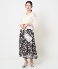 F1HGA04140 MK MICHEL KLEIN(小さいサイズ)(メゾン ドゥ サンク) 【小さいサイズ】花柄シフォンスカート/洗える チャコール