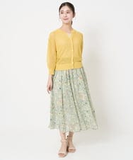 F1HGA04140 MK MICHEL KLEIN(小さいサイズ)(メゾン ドゥ サンク) 【小さいサイズ】花柄シフォンスカート/洗える チャコール