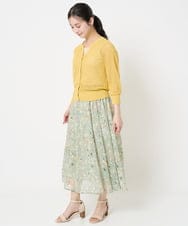 F1HGA04140 MK MICHEL KLEIN(小さいサイズ)(メゾン ドゥ サンク) 【小さいサイズ】花柄シフォンスカート/洗える チャコール